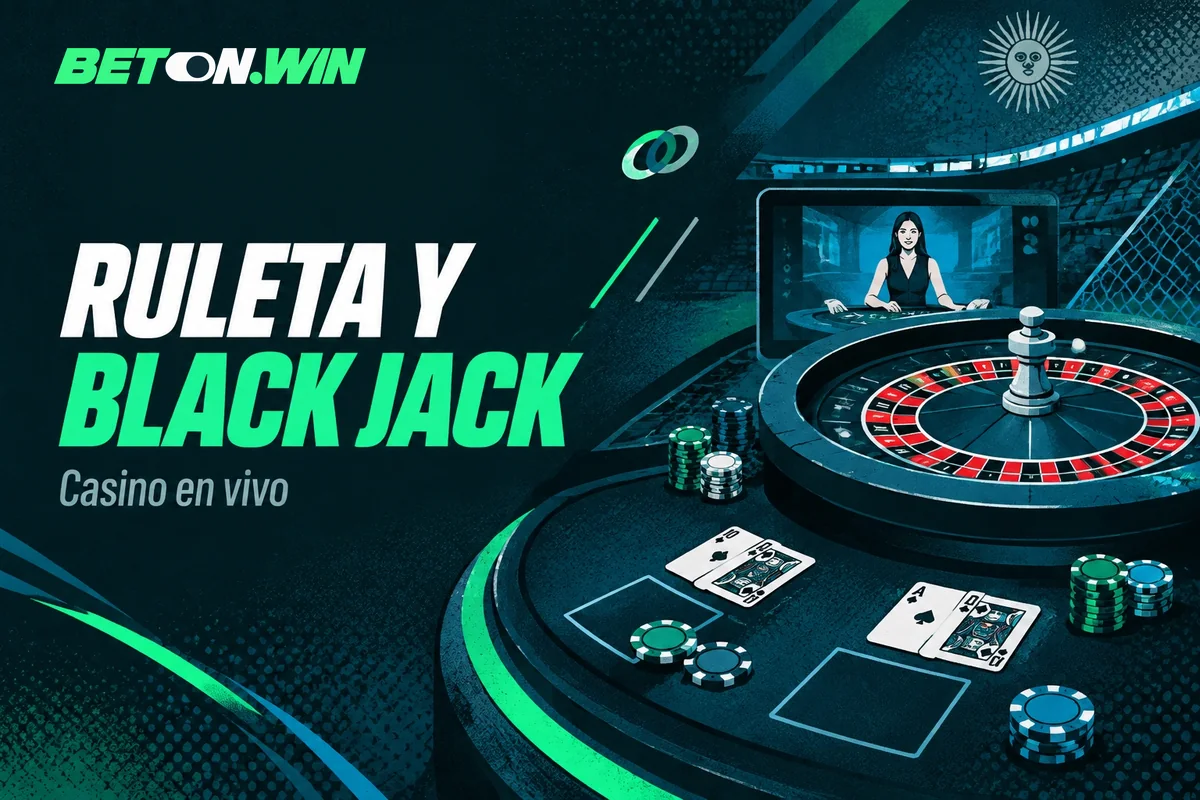 Mesa en vivo con ruleta, cartas y ventana de crupier