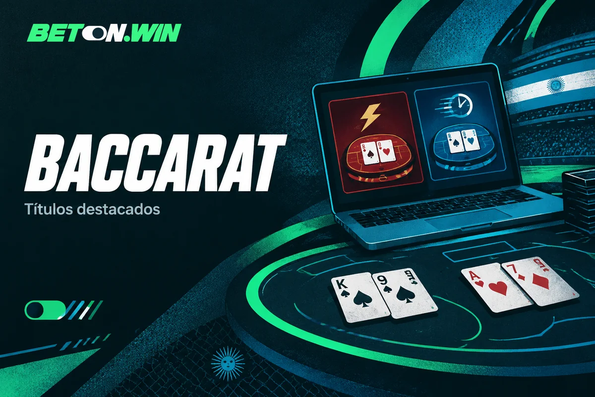 Laptop con dos títulos y cartas de baccarat
