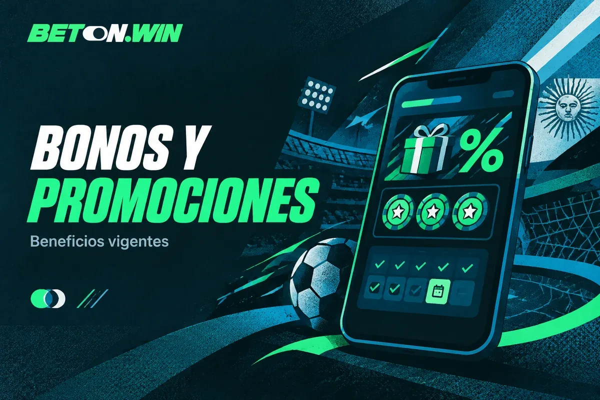 Pantalla de promociones con bono, giros y calendario