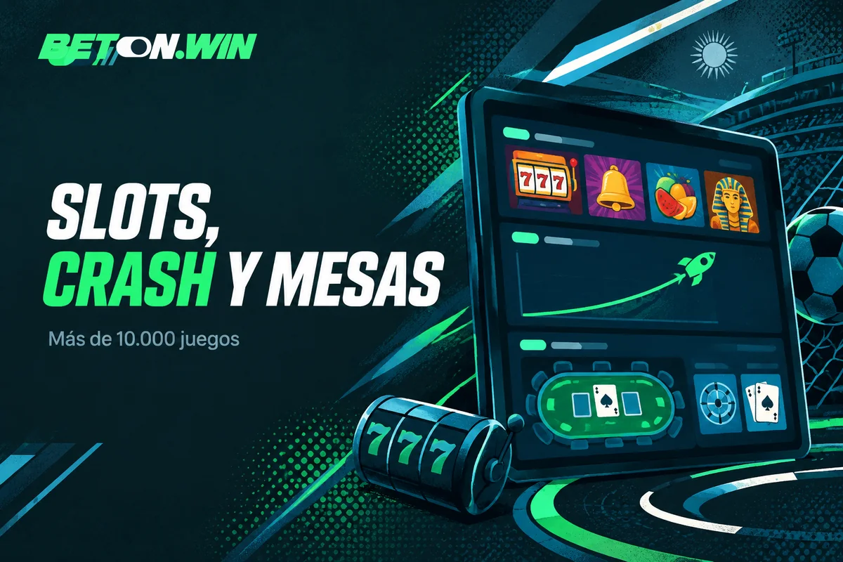 Catálogo de slots, juego crash y mesas de casino