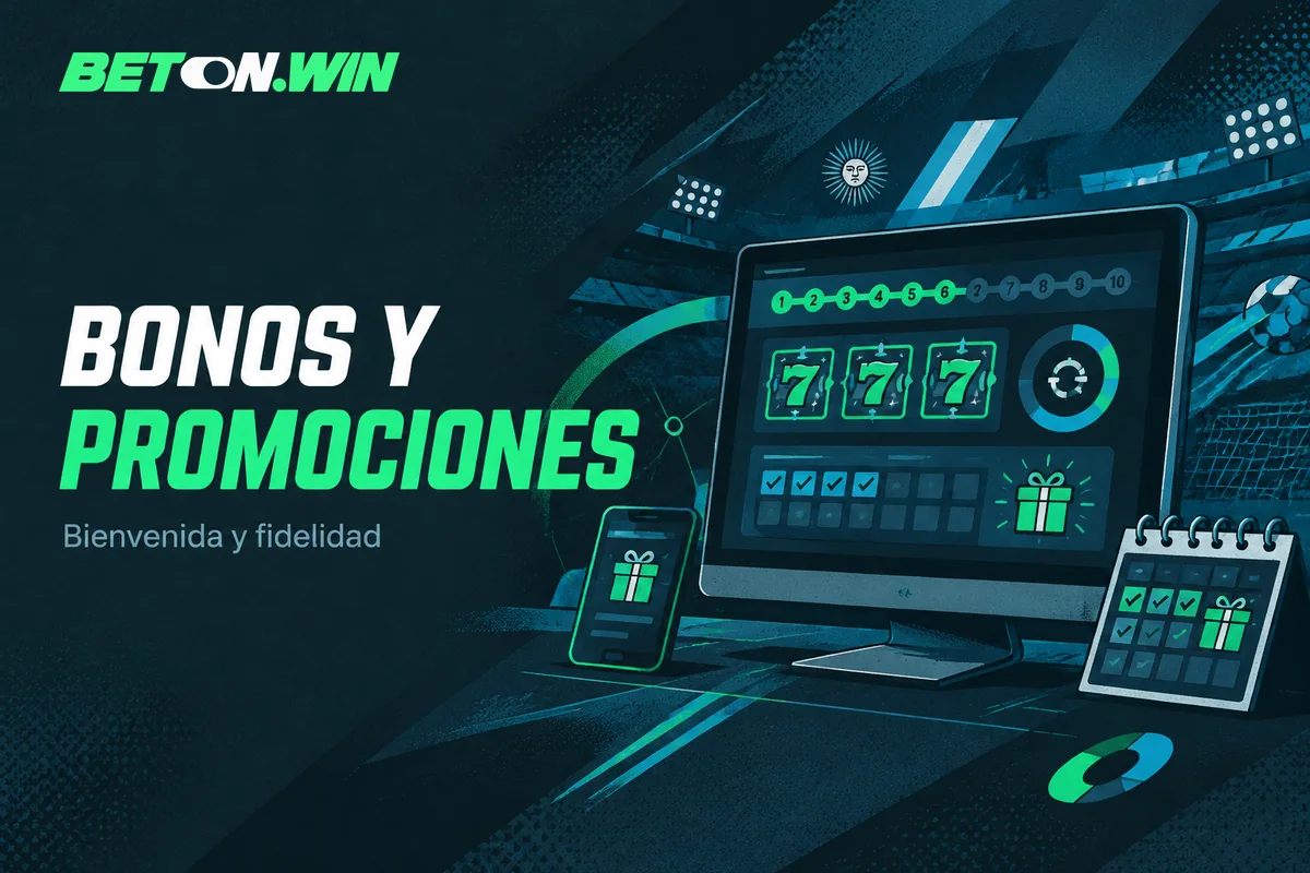 Pantalla con bono de bienvenida, giros y progreso